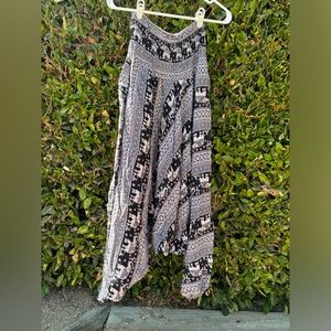 harem pants super comfy black and white elephant print